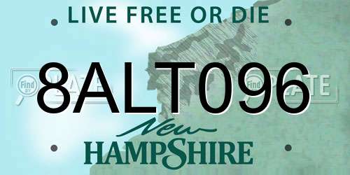 8ALT096 New Hampshire License Plate