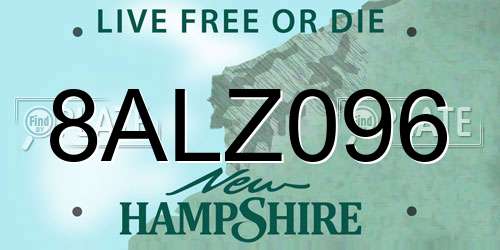 8ALZ096 New Hampshire License Plate