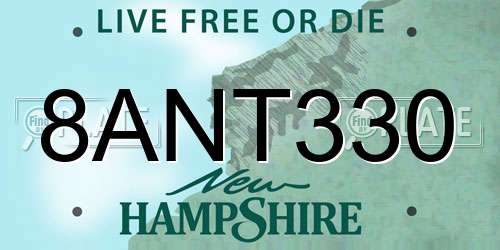 8ANT330 New Hampshire License Plate