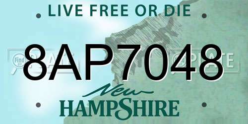 8AP7048 New Hampshire License Plate