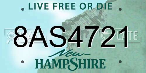 8AS4721 New Hampshire License Plate
