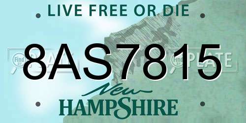 8AS7815 New Hampshire License Plate