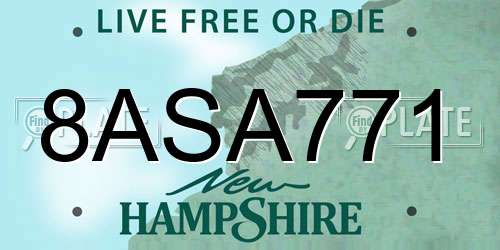 8ASA771 New Hampshire License Plate