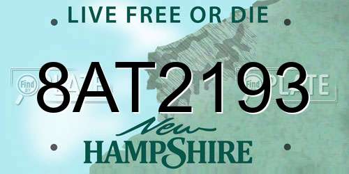 8AT2193 New Hampshire License Plate