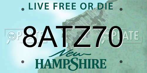 8ATZ70 New Hampshire License Plate