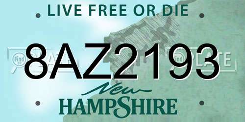 8AZ2193 New Hampshire License Plate