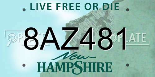 8AZ481 New Hampshire License Plate