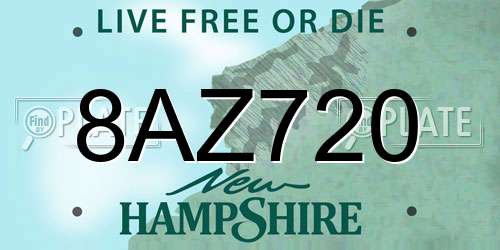 8AZ720 New Hampshire License Plate