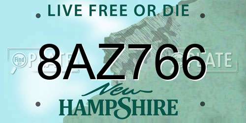8AZ766 New Hampshire License Plate