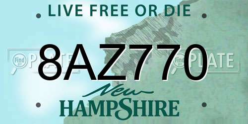 8AZ770 New Hampshire License Plate
