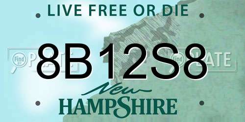 8B12S8 New Hampshire License Plate