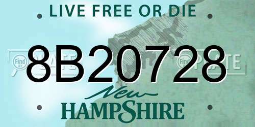 8B20728 New Hampshire License Plate