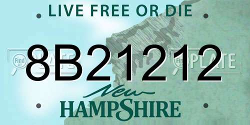 8B21212 New Hampshire License Plate
