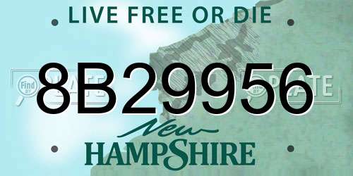 8B29956 New Hampshire License Plate