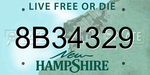 8B34329 New Hampshire License Plate
