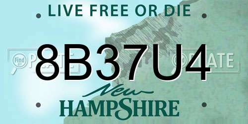 8B37U4 New Hampshire License Plate