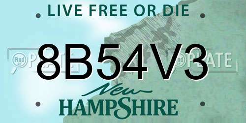 8B54V3 New Hampshire License Plate