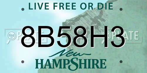 8B58H3 New Hampshire License Plate