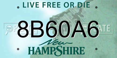 8B60A6 New Hampshire License Plate