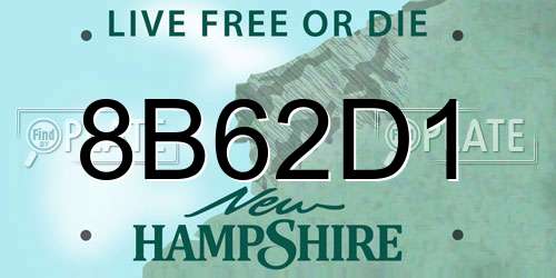 8B62D1 New Hampshire License Plate