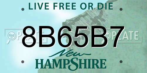 8B65B7 New Hampshire License Plate