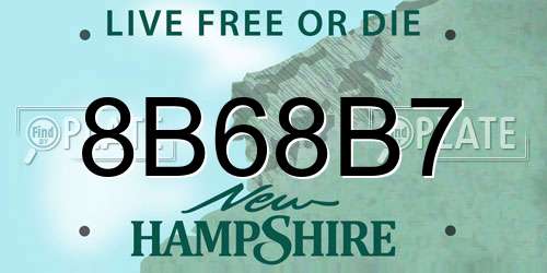 8B68B7 New Hampshire License Plate