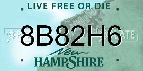 8B82H6 New Hampshire License Plate