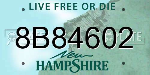 8B84602 New Hampshire License Plate