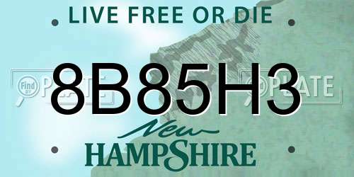 8B85H3 New Hampshire License Plate