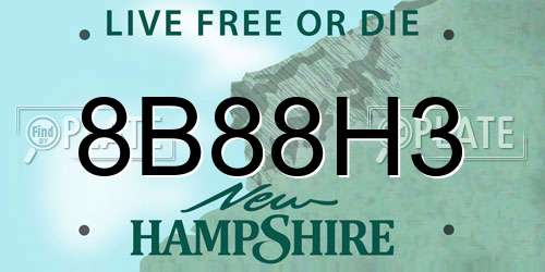 8B88H3 New Hampshire License Plate