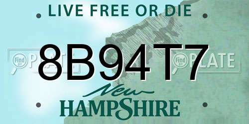 8B94T7 New Hampshire License Plate