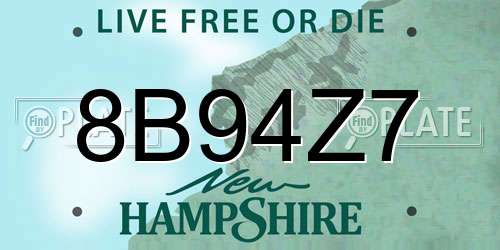 8B94Z7 New Hampshire License Plate