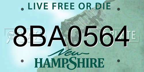 8BA0564 New Hampshire License Plate