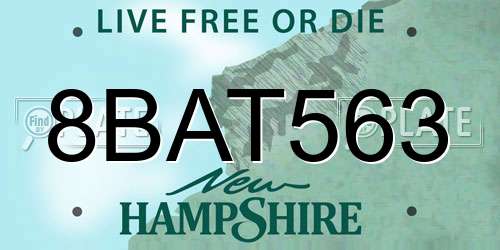 8BAT563 New Hampshire License Plate