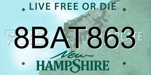 8BAT863 New Hampshire License Plate