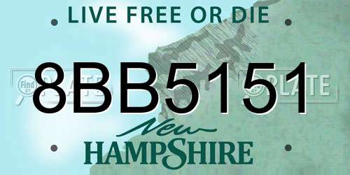 8BB5151 New Hampshire License Plate