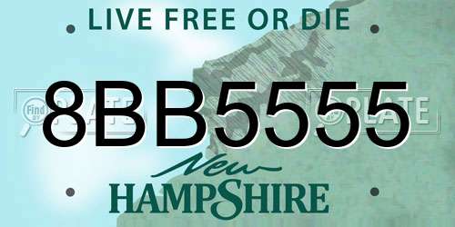 8BB5555 New Hampshire License Plate