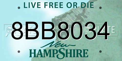 8BB8034 New Hampshire License Plate