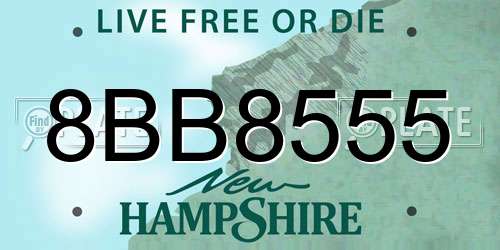 8BB8555 New Hampshire License Plate