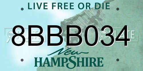 8BBB034 New Hampshire License Plate