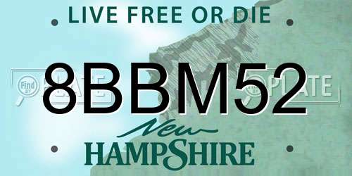 8BBM52 New Hampshire License Plate