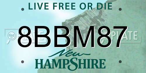 8BBM87 New Hampshire License Plate