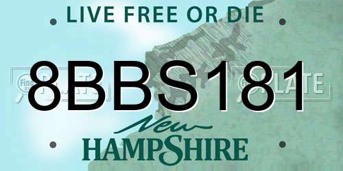 8BBS181 New Hampshire License Plate
