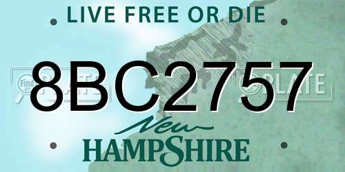 8BC2757 New Hampshire License Plate
