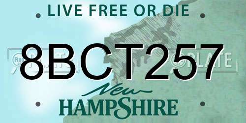 8BCT257 New Hampshire License Plate