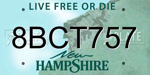 8BCT757 New Hampshire License Plate