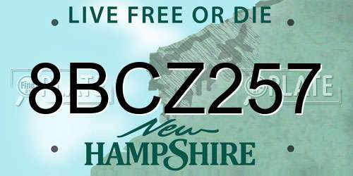 8BCZ257 New Hampshire License Plate