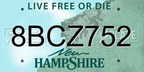 8BCZ752 New Hampshire License Plate