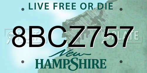 8BCZ757 New Hampshire License Plate