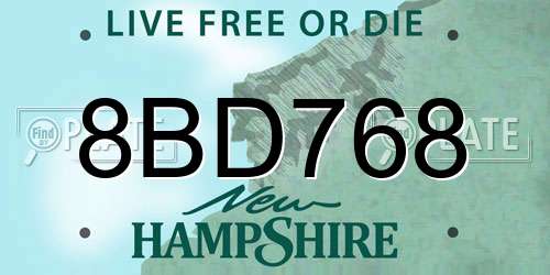 8BD768 New Hampshire License Plate